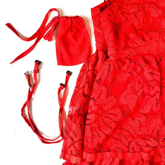 NWT anthropologie red lace mini dress M - Picture 3 of 8